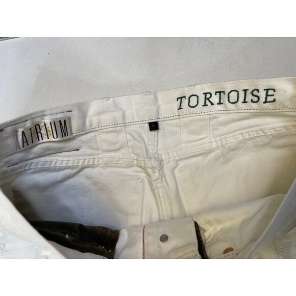 Tortoise Atrium Selvedge Denim Jeans Men Size 31 X 32 White Distressed - Picture 8 of 10